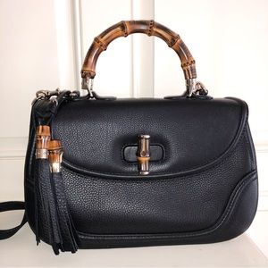 Gucci Black Bamboo Top Handle 1947 Style Bag